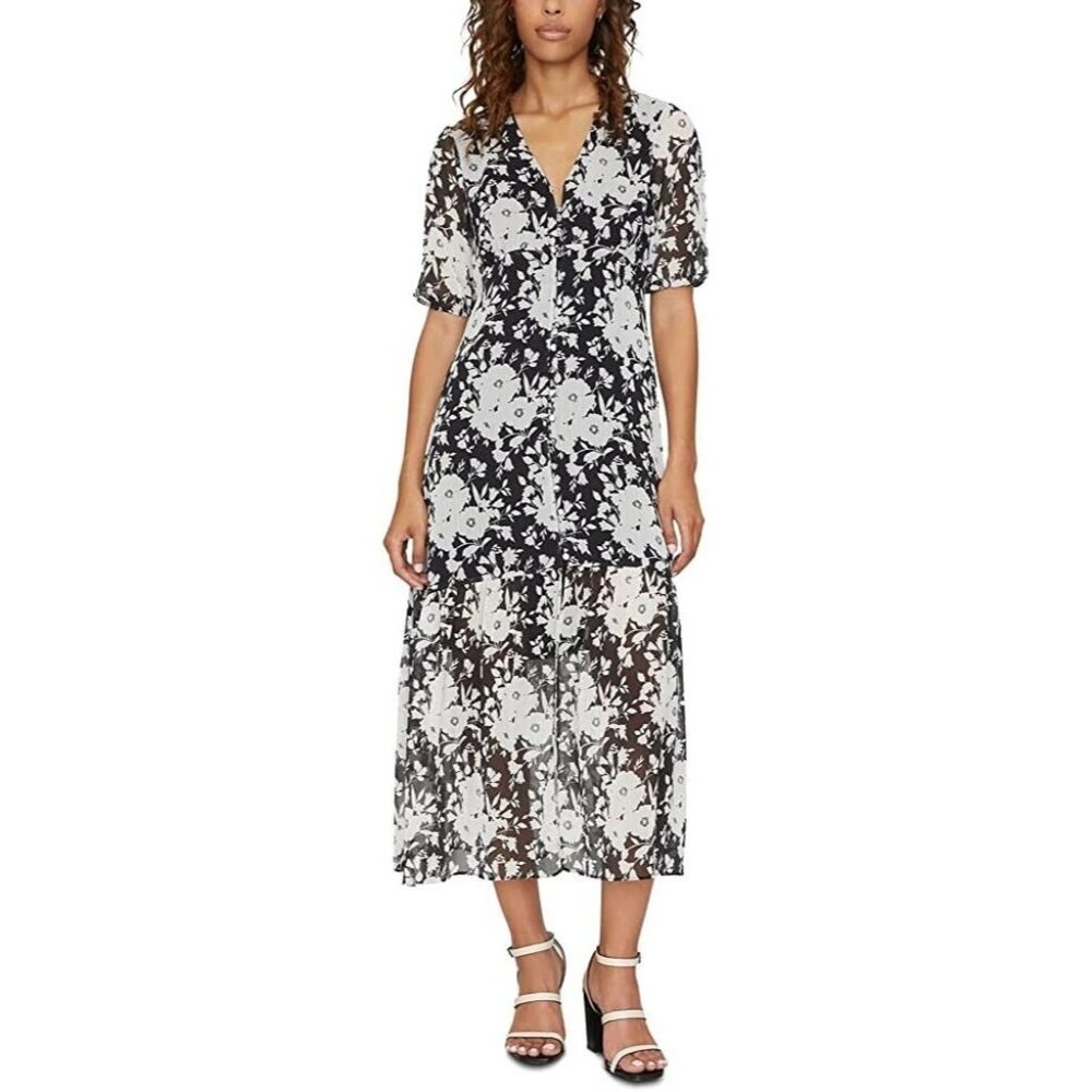 Sanctuary Womens  Size 8 Florence V Neck Maxi Dress Black & White Floral